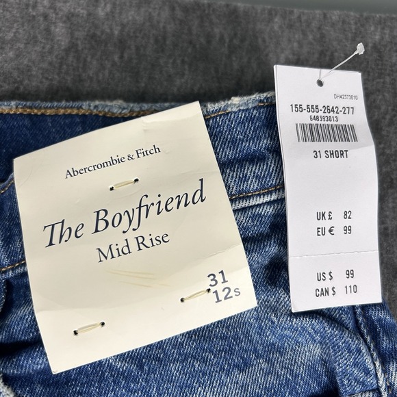 NWT Abercrombie & Fitch Women's Mid Rise Boyfriend Jeans Baggy Distressed 31 12S - Picture 5 of 9